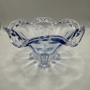 Vintage Imperial Glass Translucent Blue Lace Edge Footed Small Bowl
